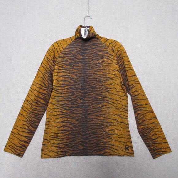 Kenzo Top Women XL Turtleneck Tiger Animal Print Designer Timeless - Picture 1 of 11
